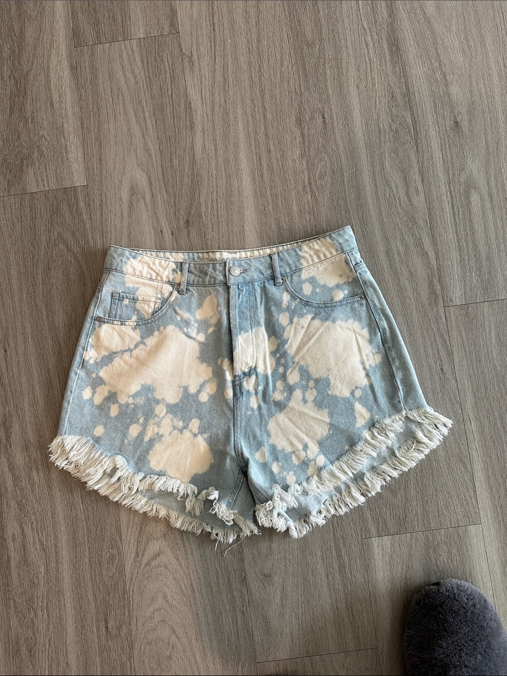 Target Bleached Light Blue and White Frayed Denim Shorts